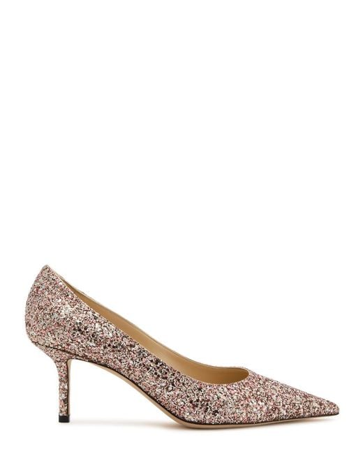 Jimmy Choo Brown Love 65 Glittered Pumps