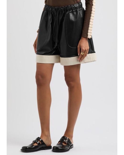 J.W. Anderson Black Contrast Leather Shorts