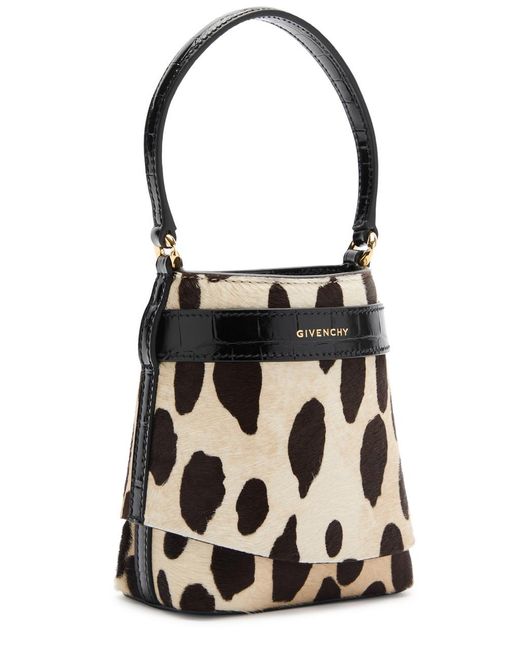 Givenchy Black Shark Lock Micro-Print Calf Hair Bucket Bag