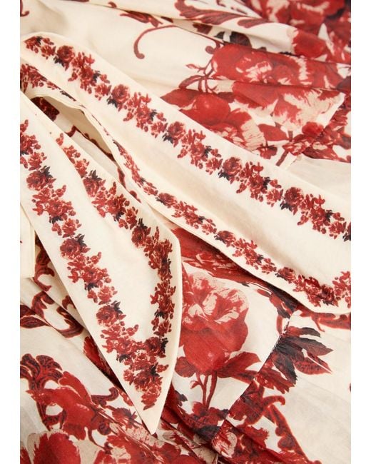 Alice + Olivia White Haven Floral-Print Stretch-Cotton Midi Dress