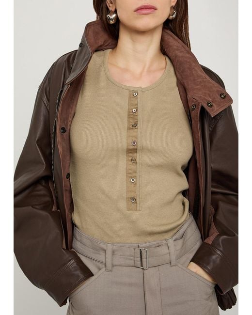 Lemaire Natural Ribbed Cotton-Blend Top