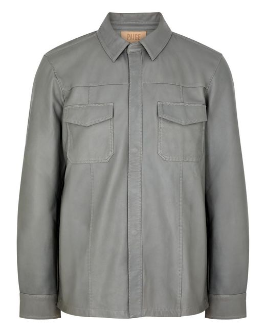 PAIGE Gray Baltimore Leather Overshirt for men