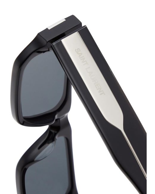 Saint Laurent Black Rectangle-frame Sunglasses for men