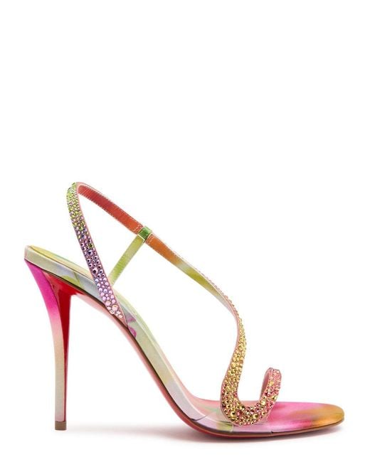Christian Louboutin Pink Rosa Z 100 Embellished Crepe-Satin Sandals