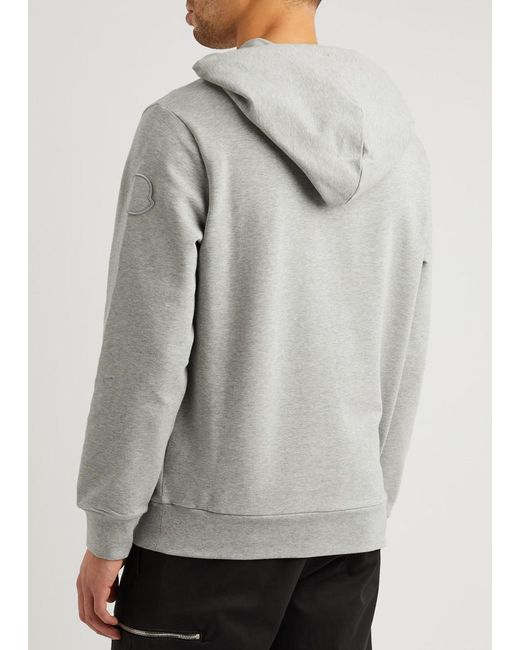 Moncler Gray Logo Hooded Stretch-cotton Sweatshirt for men