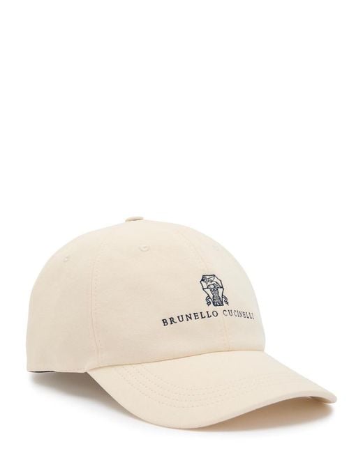 Brunello Cucinelli White Logo-Embroidered Cotton Cap for men