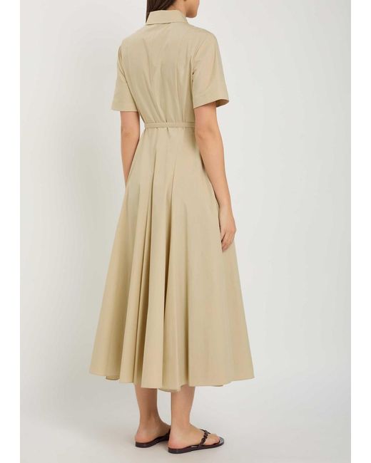 Tory Burch Natural Belted Stretch Cotton-Poplin Midi Shirt Dress