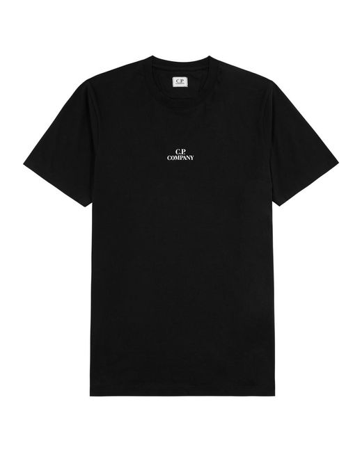 C P Company Black Logo-Print Cotton T-Shirt for men
