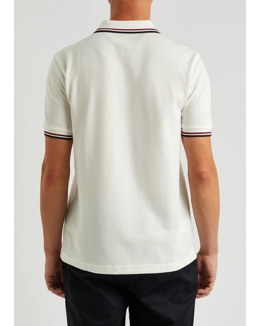 Fred Perry White Twin Tipped Piqué Cotton Polo Shirt for men