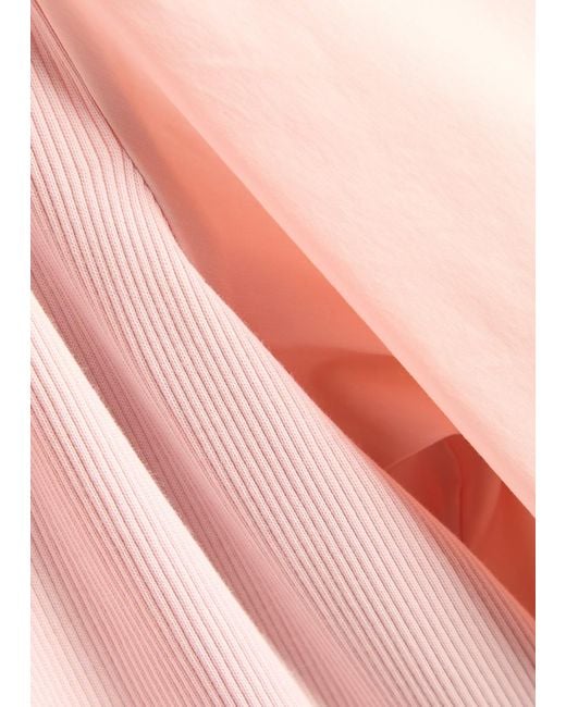 Veronica Beard Pink Coralee Ribbed Stretch-Cotton Top