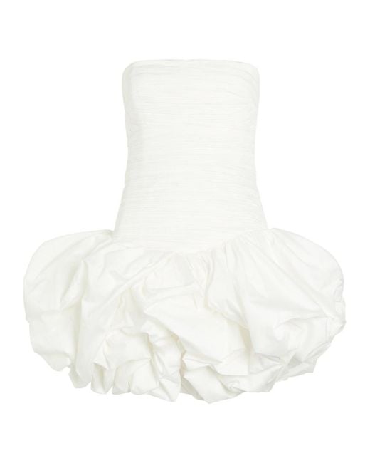 Aje. White Violette Bubble Gathered Cotton Mini Dress