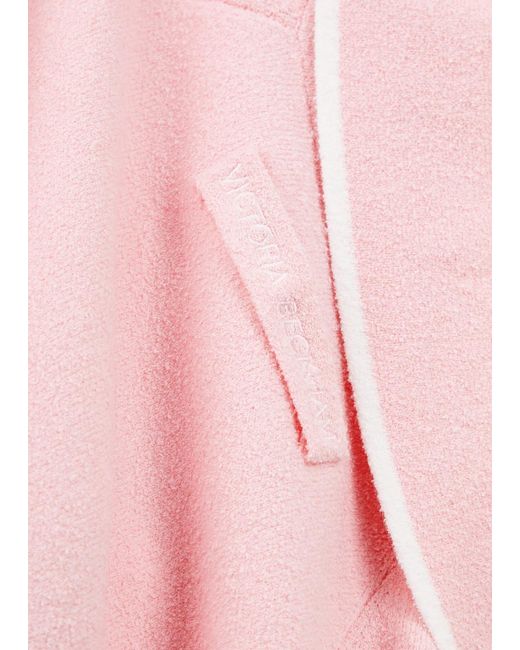 Victoria Beckham Pink Bouclé Cotton-Blend Polo Top