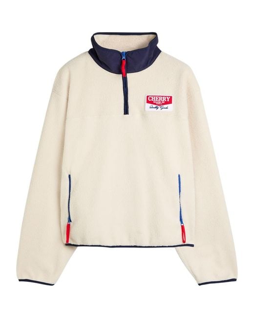 CHERRY LA White Racing Logo-Appliquéd Half-Zip Fleece for men