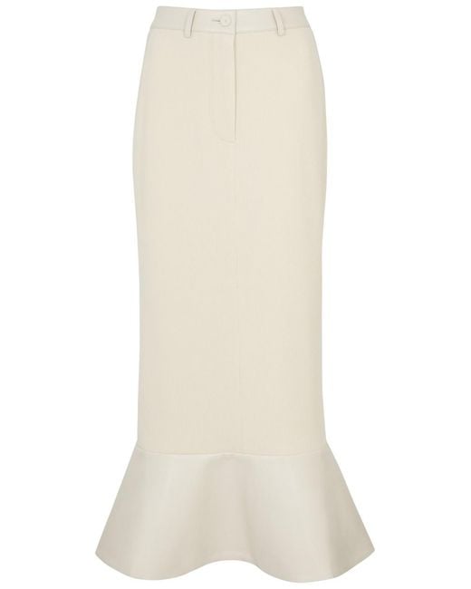 Nanushka White Jenace Faux Leather-Trimmed Cotton Maxi Skirt