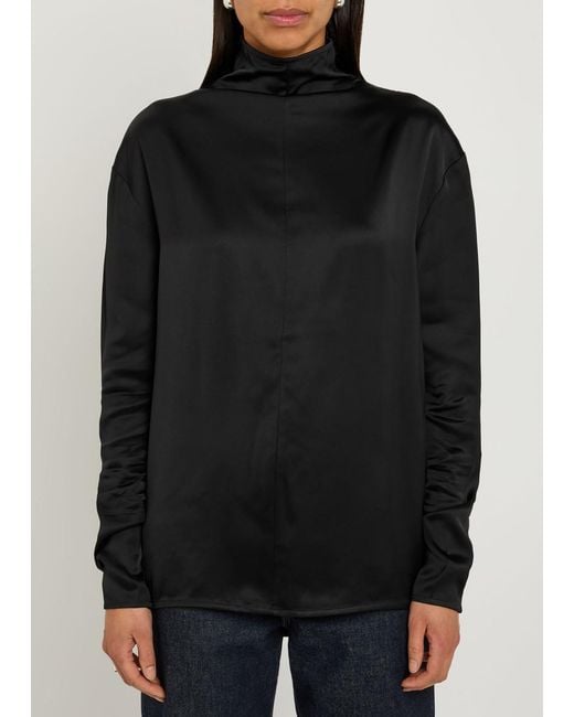 Totême Black Satin Top