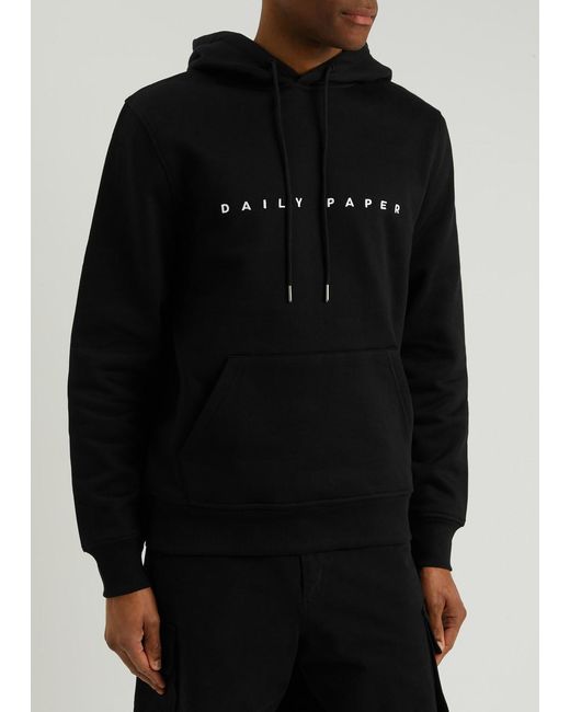 Daily Paper Black Alias Logo-Embroidered Hooded Cotton Sweatshirt for men