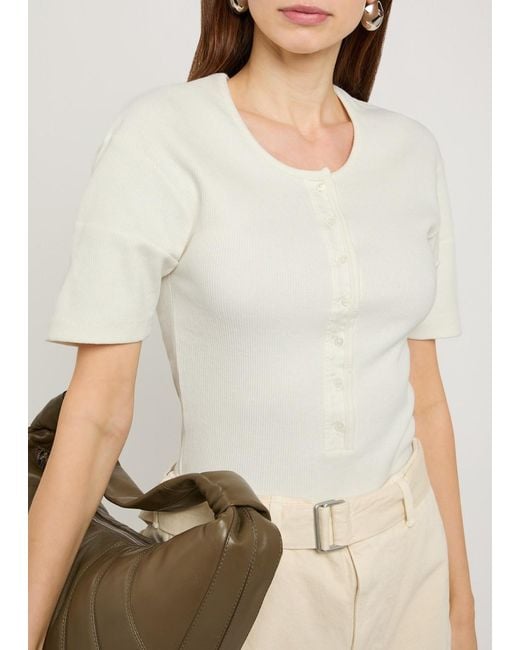 Lemaire White Ribbed Cotton-Blend Top