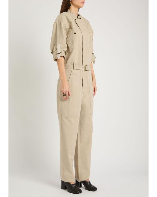 Isabel Marant Natural Nessime Panelled Cotton And Linen-Blend Jumpsuit