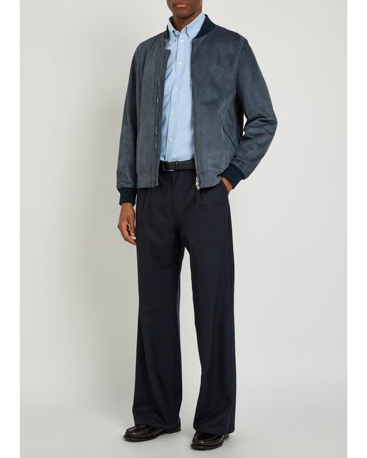 Valstar Blue Evans Suede Bomber Jacket for men