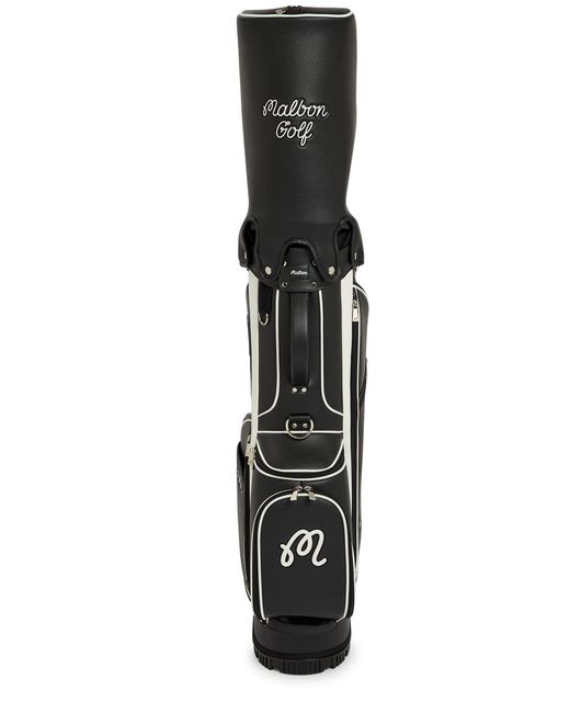 Malbon Black Embroidered Faux Leather Golf Cart Bag for men