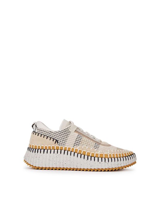 Chloé Natural Chloe Nama Panelled Recycled Mesh Sneakers