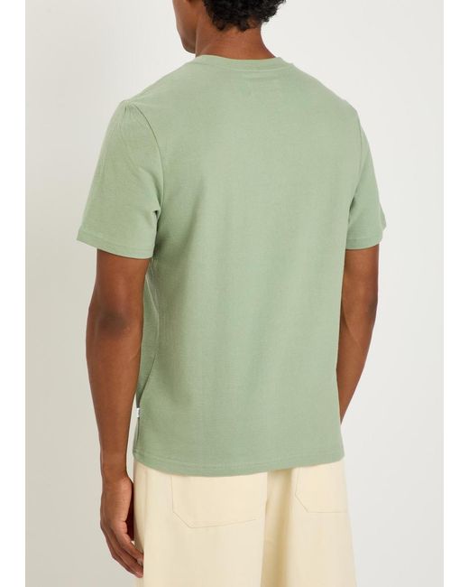 Wax London Green Dean Textured-Knit Cotton T-Shirt for men