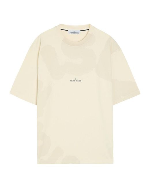 Stone Island Natural Logo-Print Cotton T-Shirt for men