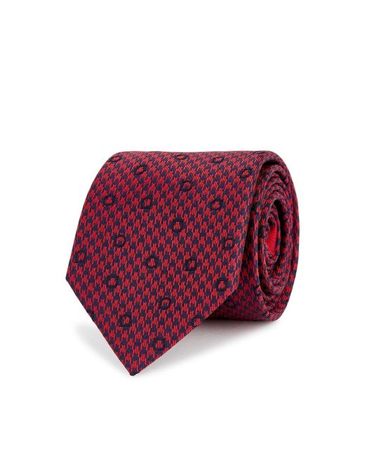 Ferragamo Red Ferragamo Sf Check Gancio Silk Tie for men