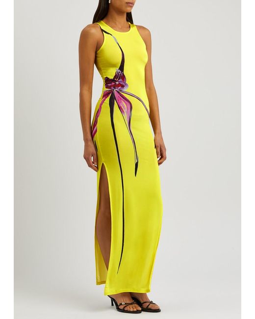 Louisa Ballou Yellow Sea Breeze Printed Stretch-jersey Maxi Dress