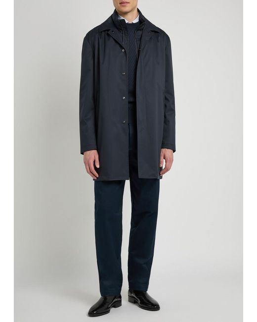 Canali Blue Layered Woven Coat for men