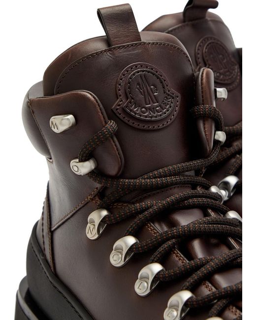 Moncler Black Peak Trek Leather Hiking Boots for men