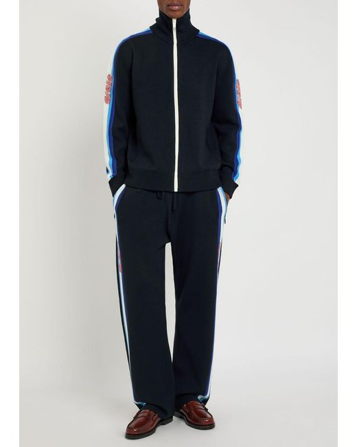 Drole de Monsieur Blue La Maille Zippée Drôle Merino Wool Track Jacket for men
