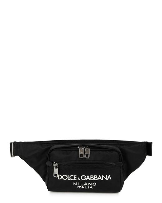 Dolce & Gabbana Black Logo Nylon Belt Bag for men