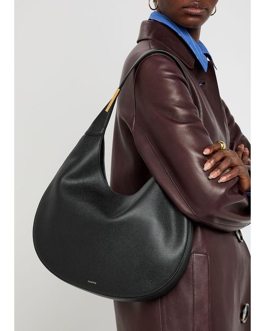 SAVETTE Black Florence Leather Hobo Bag