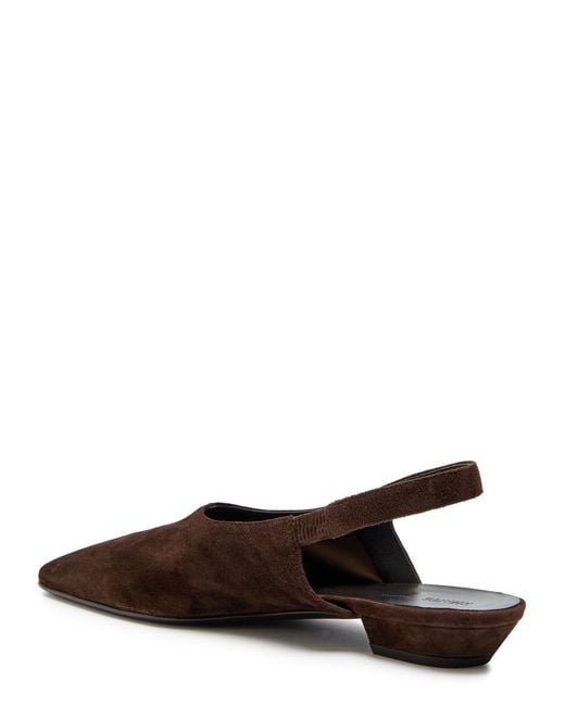 Khaite Brown Cecilia Suede Slingback Flats