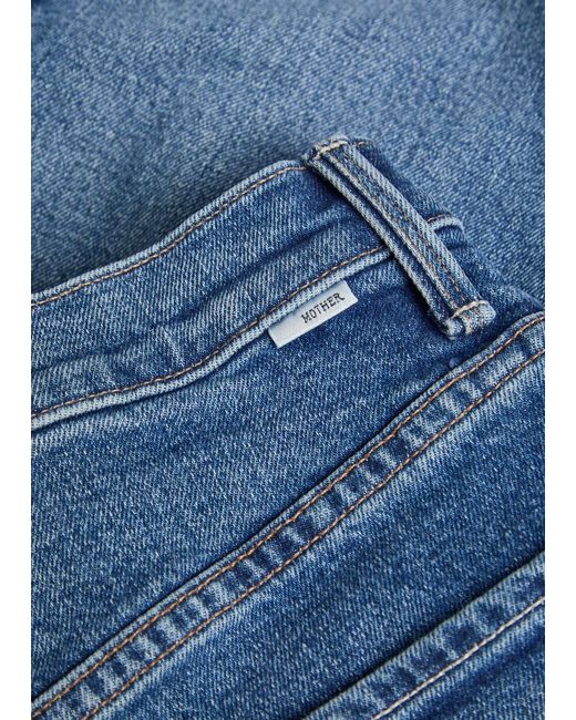 Mother Blue The Bookie Sneak Straight-Leg Denim Jeans