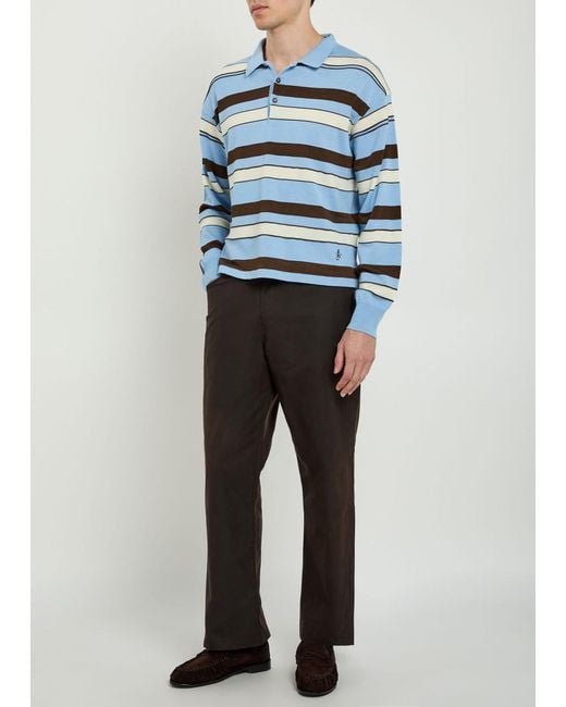 J.W. Anderson Blue Striped Knit Polo Shirt for men