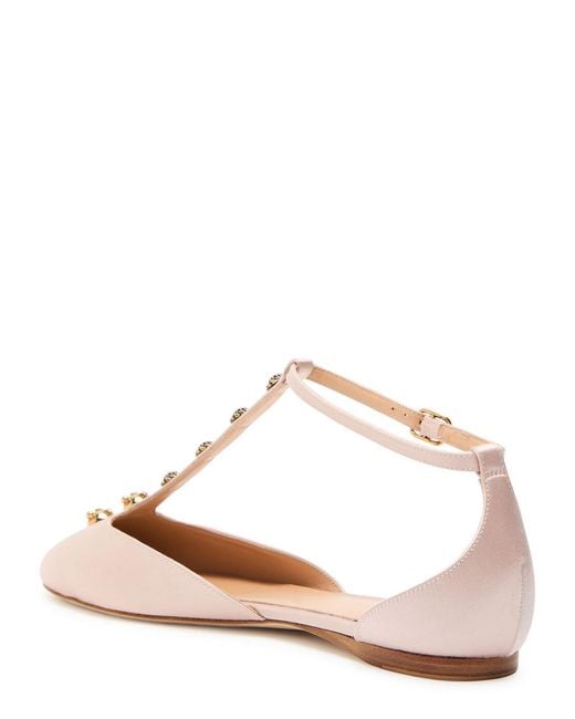 Chloé Natural Celeste Embellished Satin Ballet Flats