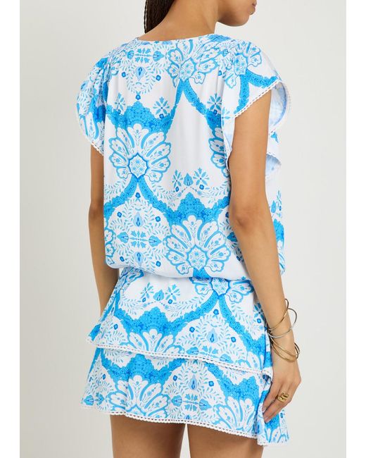 Melissa Odabash Blue Lenni Printed Woven Cover-Up