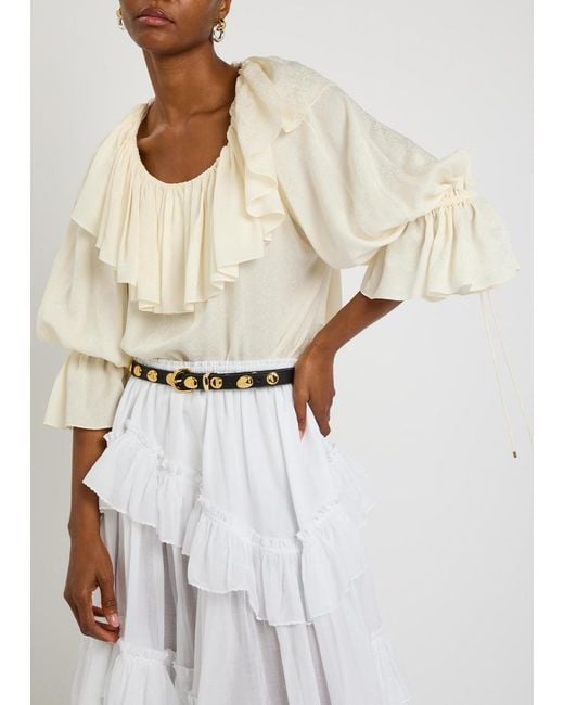 Amanu White The Vaal Studded Leather Belt