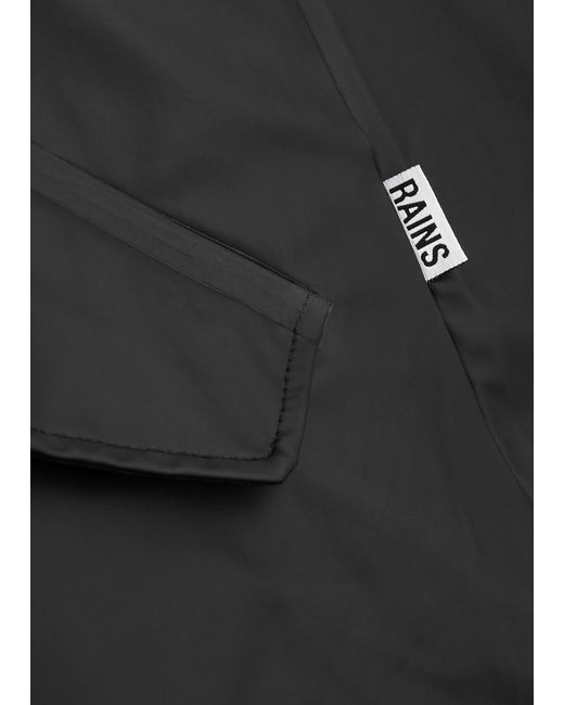 Rains Black Hooded Rubberised Parka for men