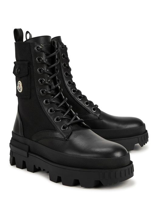 Moncler Black Konture Leather Ankle Boots for men
