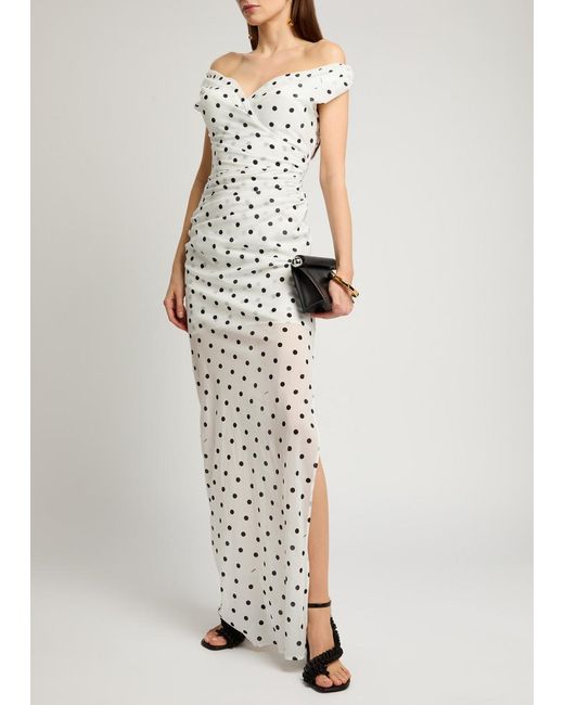 Jacquemus White La Robe Rita Polka Dot Jersey Maxi Dress