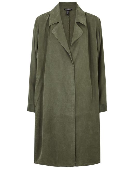 Eileen Fisher Green Brushed Twill Coat