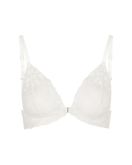 Fleur Of England White Daisy Embroidered Tulle Soft-cup Bra