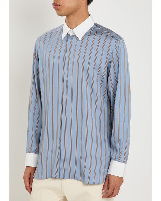 Tom Ford Blue Striped Silk Shirt for men