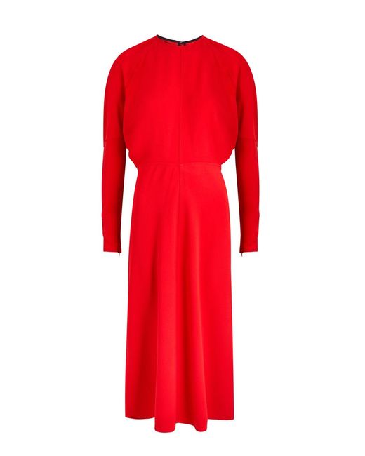 Victoria Beckham Red Panelled Midi Dress