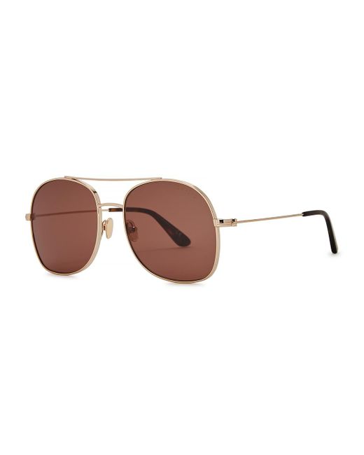 Tom Ford Brown Gold-tone Aviator-style Sunglasses for men