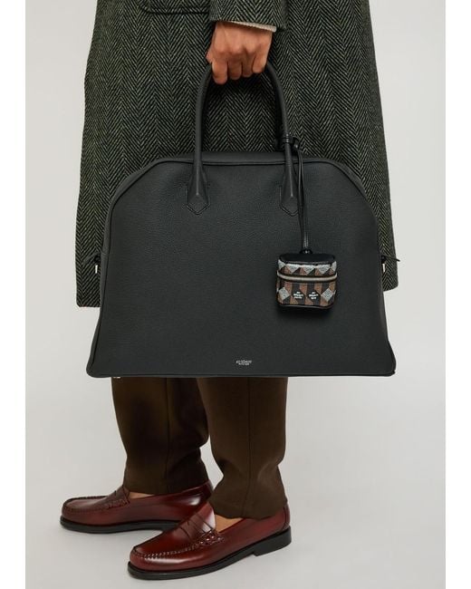 AU DEPART Black Printed Mini Pouch Leather Bag Charm for men
