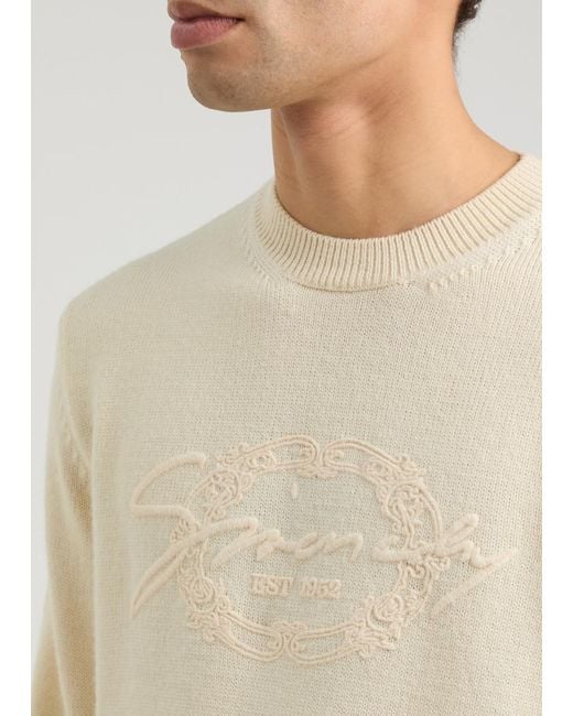 Givenchy Natural Logo-Embroidered Wool Jumper for men